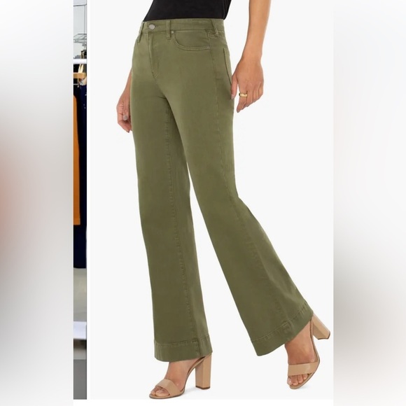 NEW Liverpool Los Angeles
Hannah Mid Rise Flare Leg Jeans in Spanish Olive - Picture 4 of 16